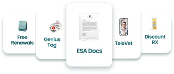 Free Renewals, Genius Tag, ESA Docs, TeleVet, and Discount RX benefits